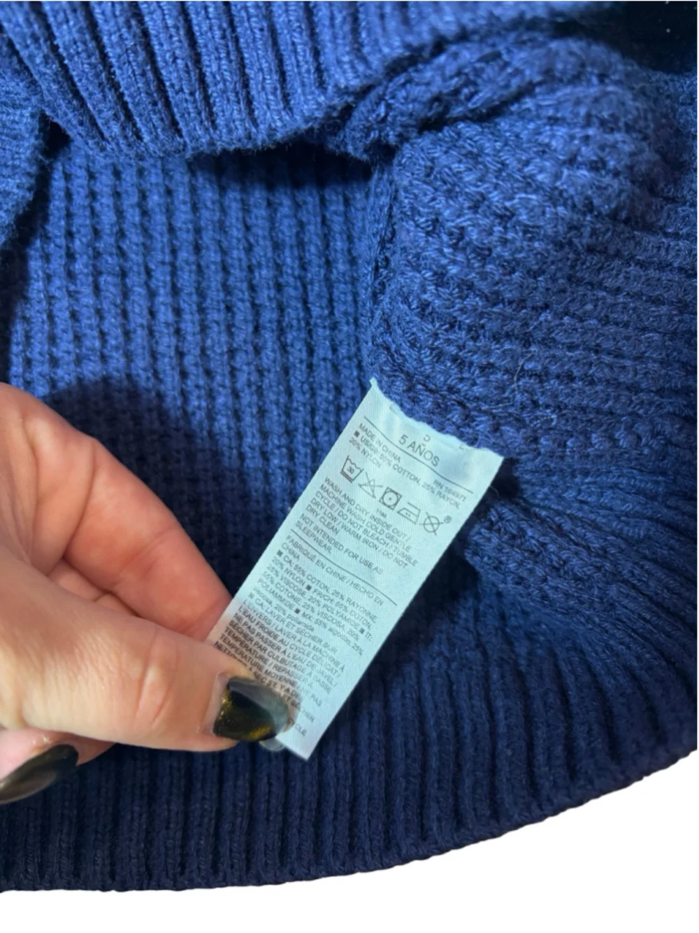Janie and Jack Boys Navy Fisherman Knit Turtleneck Sweater Size 5